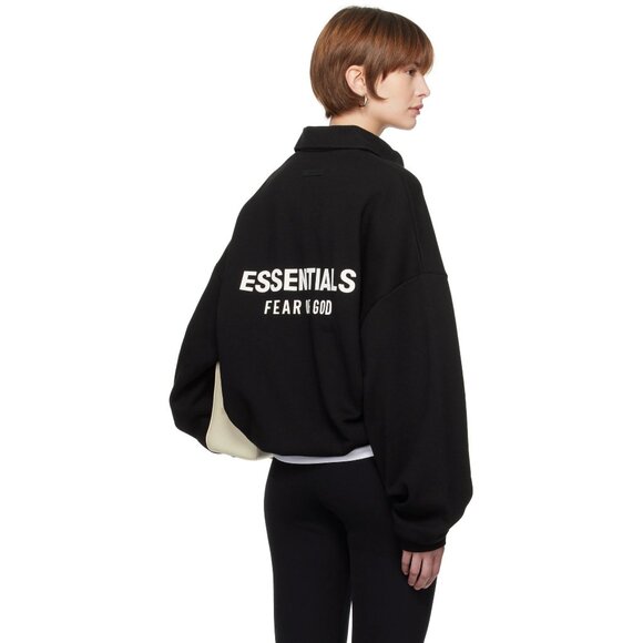 Fear of God ESSENTIALS Fleece Polo in Black Small New Womens Sweatshirt Pullover - Picture 13 of 15